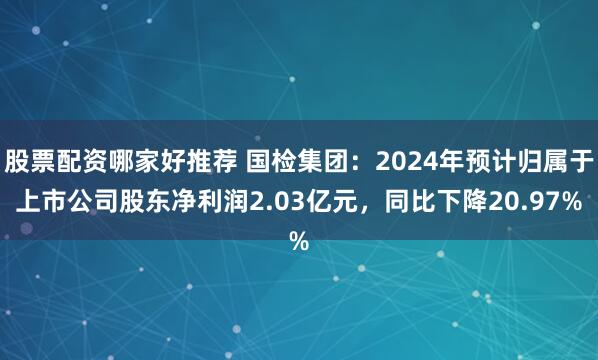 股票配资哪家好推荐 国检集团：2024年预计归属于上市公司股东净利润2.03亿元，同比下降20.97%