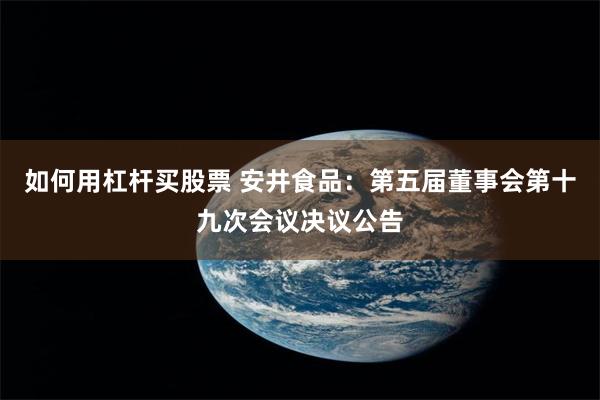 如何用杠杆买股票 安井食品：第五届董事会第十九次会议决议公告