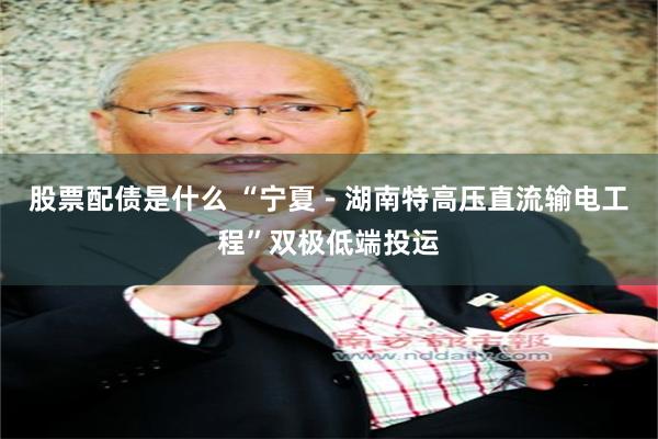 股票配债是什么 “宁夏－湖南特高压直流输电工程”双极低端投运