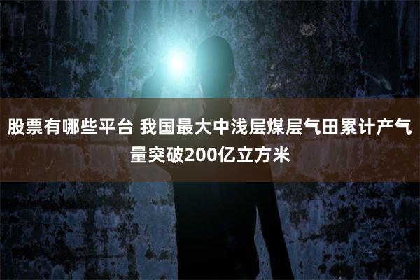 股票有哪些平台 我国最大中浅层煤层气田累计产气量突破200亿立方米