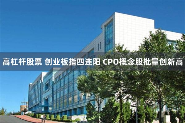 高杠杆股票 创业板指四连阳 CPO概念股批量创新高